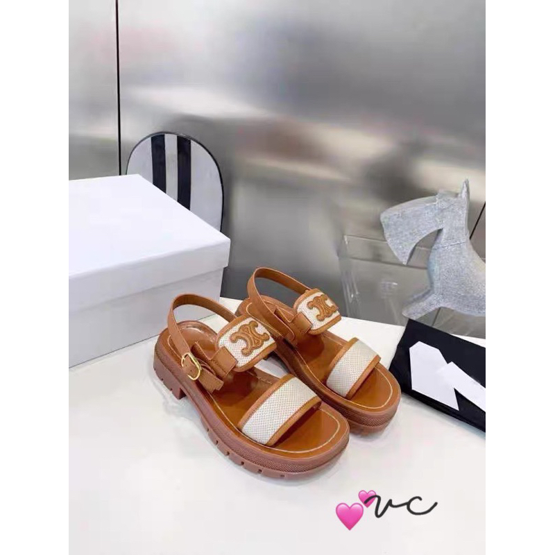 sandal cao cấp e về 3 màu: nâu - đen- trắng. xinh lắm lun hàng qccc fullbox ảnh thật