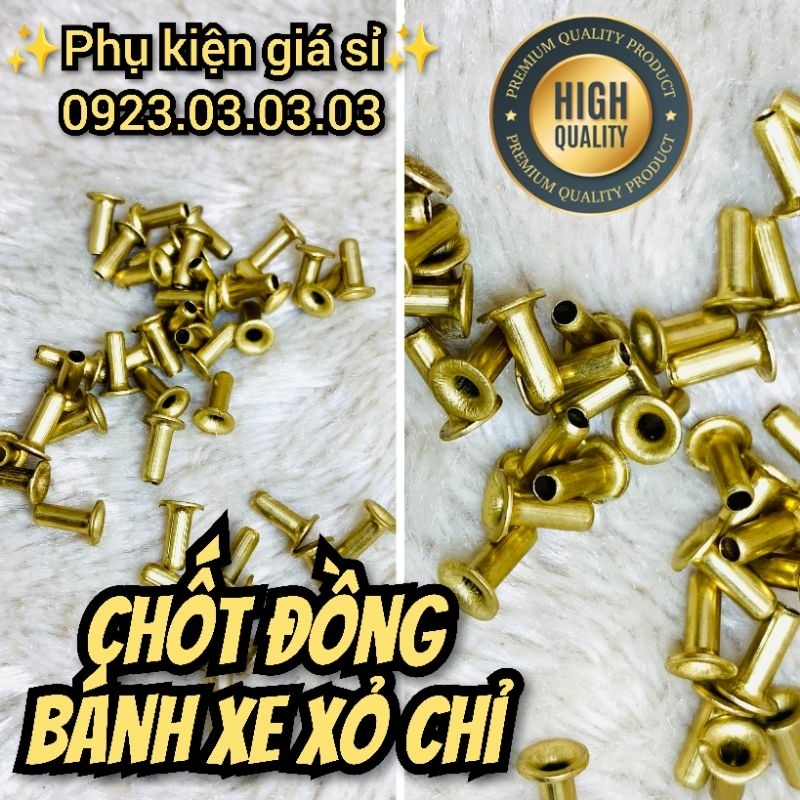 Chốt tán rỗng bánh xe xỏ chỉ Zippo, chất liệu đồng