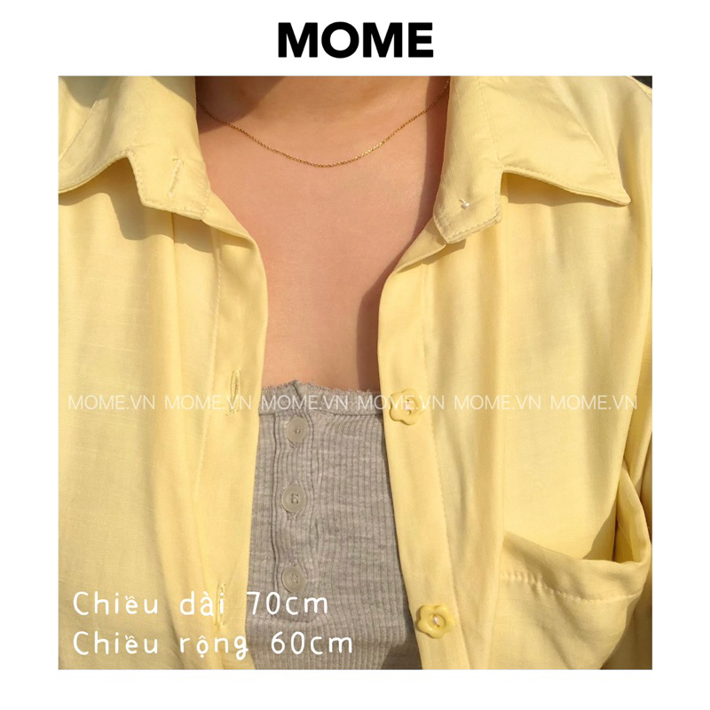 Sơ mi basic tay ngắn || vải đũi lạnh || dài 70cm Oversized - MOME.VN