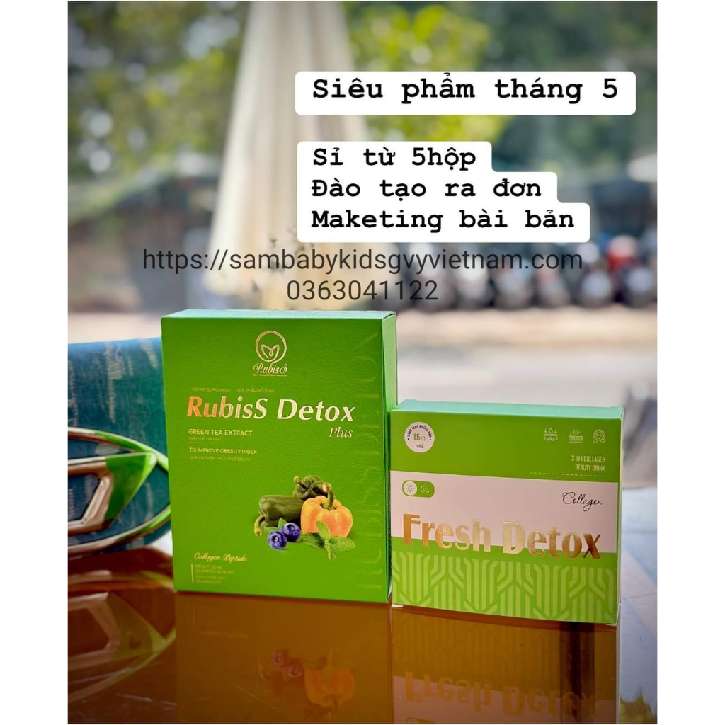 Rubiss Detox Collagen Peptide Chính Hãng, Hộp 15 Gói Tặng Kèm Detox