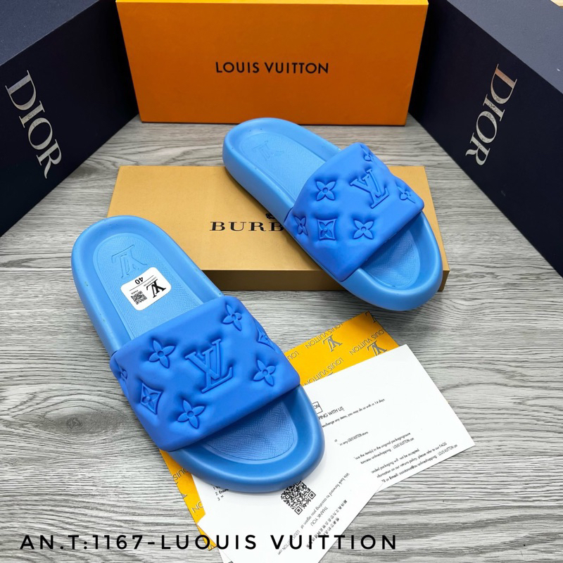 Dép LV cao su đúc đủ màu sắc, dép quai ngang nam in LV đế bánh mì hot trend 2023 êm chân bảo hành 6 tháng - Giá Xưởng