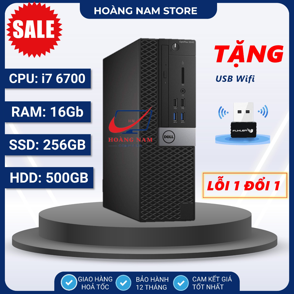 Cây máy tính để bàn Dell Core i7 6700, i5 6400/ Ram 16GB/SSD 256GB/HDD 500GB - Bảo hành 12 Tháng