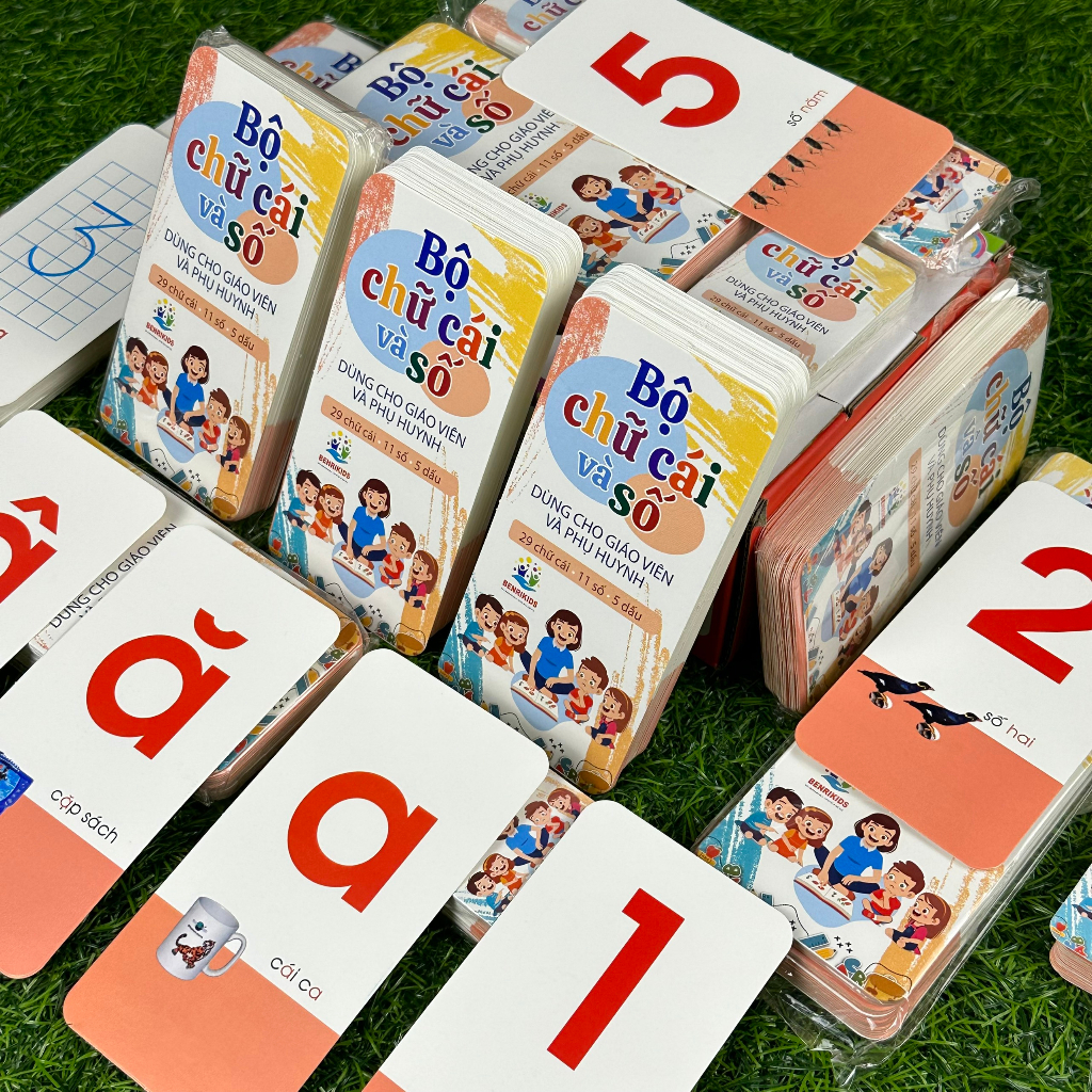 Trọn Bộ 42 Thẻ Học Đầy Đủ Chứ Cái, Số Đếm Và Các Thanh Dấu, Chuẩn Glenn Doman Flashcard Cho Bé Từ 1-6 Tuổi