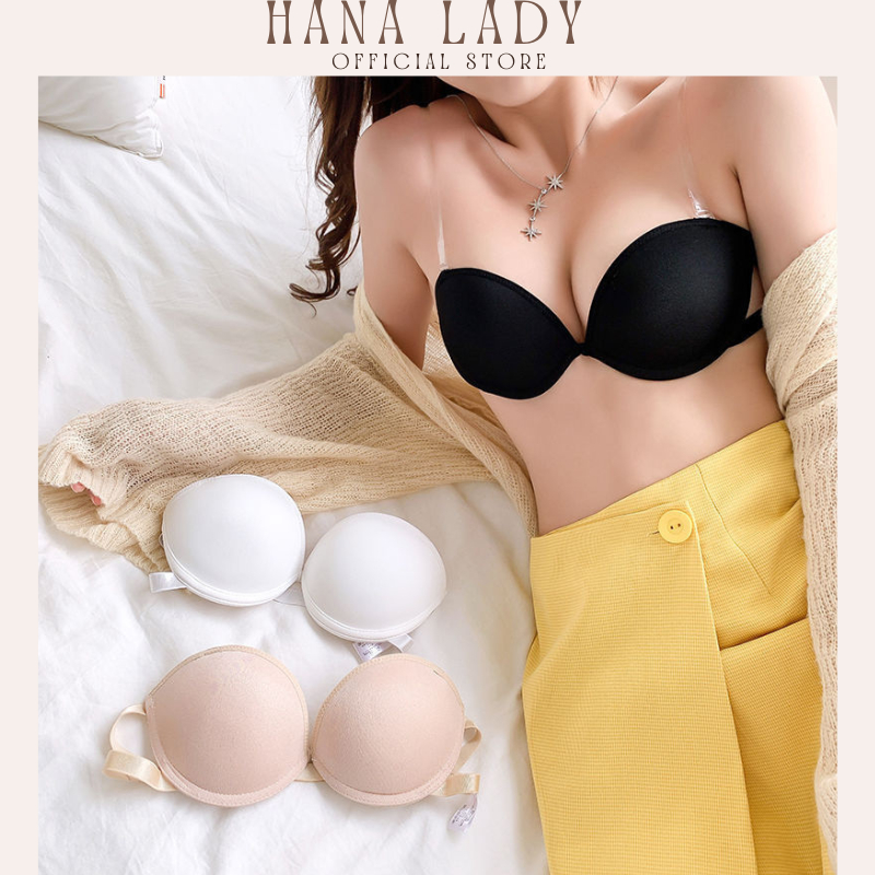Áo lót nữ nâng ngực có gọng chất su mịn tích hợp silicon chống tuột HanaLadyStore A04