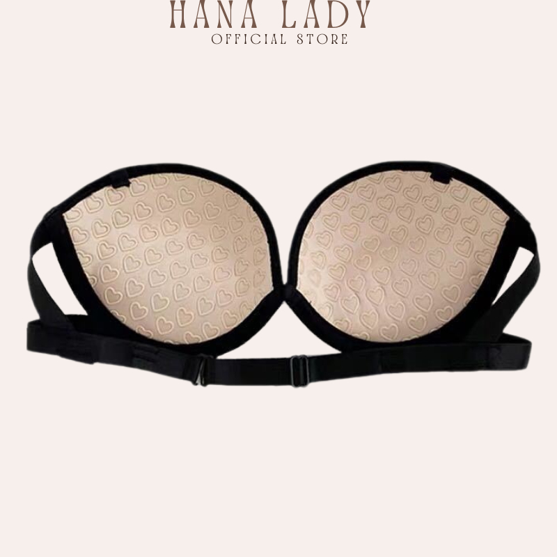 Áo lót nữ nâng ngực có gọng chất su mịn tích hợp silicon chống tuột HanaLadyStore A04