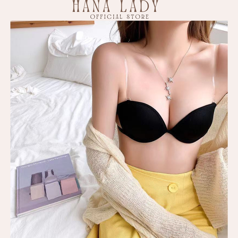 Áo lót nữ nâng ngực có gọng chất su mịn tích hợp silicon chống tuột HanaLadyStore A04