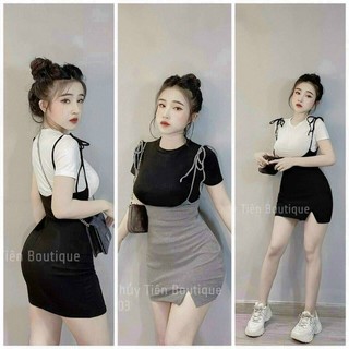 Sét áo váy ôm body kiểu yếm siêu xinh set09