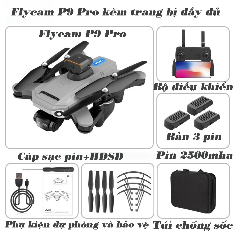 PIycam điều khiển từ xa P9 - fIycam mini giá rẻ trang bị camera kép 4k, cảm biến chống va chạm trên không, pin 2500mAh | BigBuy360 - bigbuy360.vn