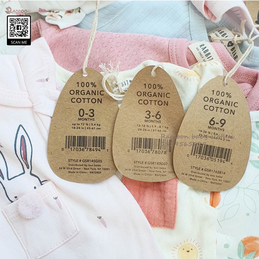 Bộ đồ liền thân tay ngắn Cotton Organic body chip bodysuit bé trai bé gái