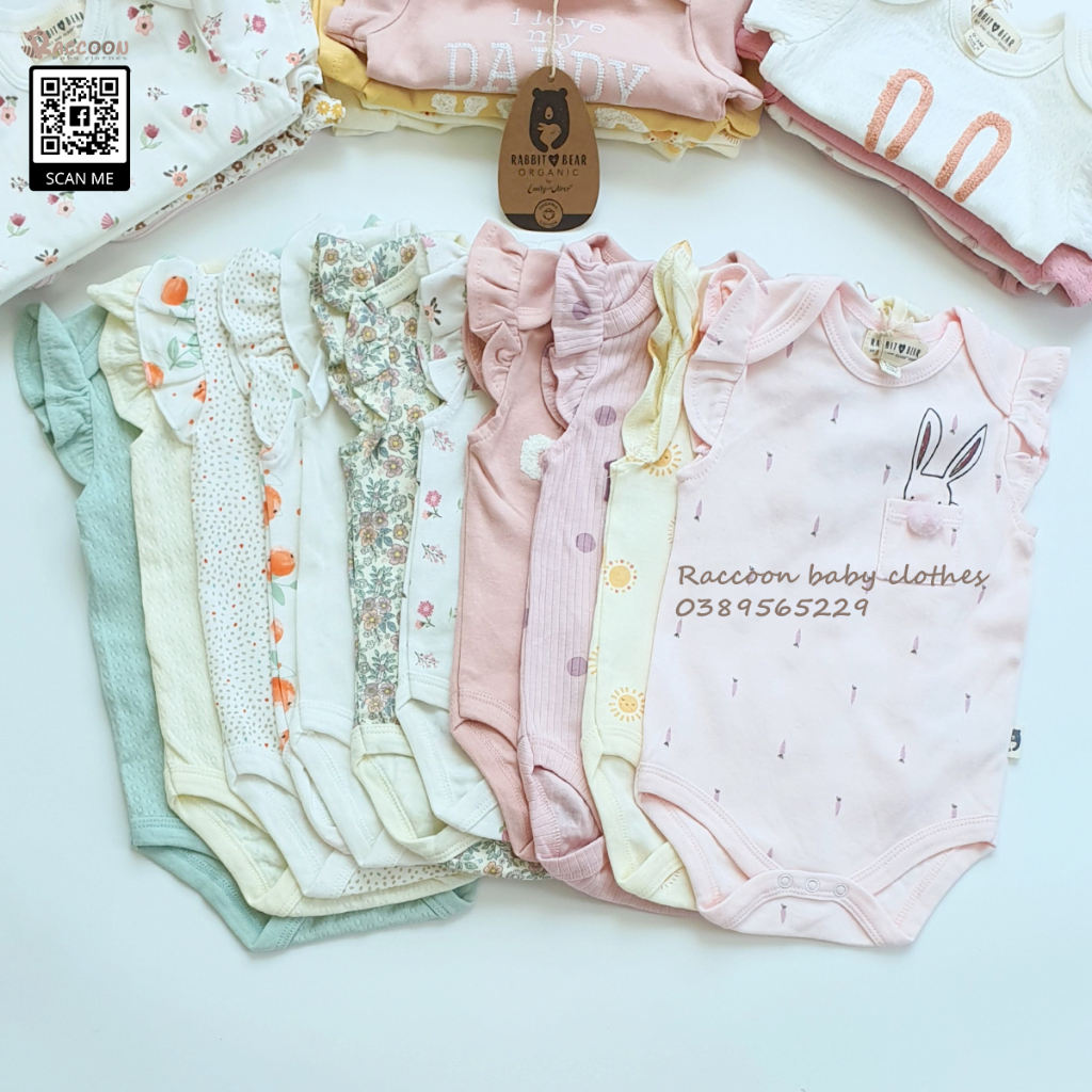 Bộ đồ liền thân tay ngắn Cotton Organic body chip bodysuit bé trai bé gái