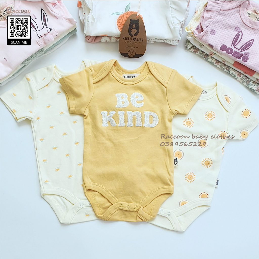 Bộ đồ liền thân tay ngắn Cotton Organic body chip bodysuit bé trai bé gái