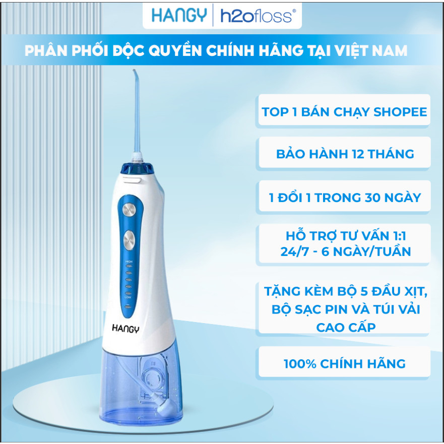 Combo máy tăm nước Hangy HF9P phiên bản 2022 và và bàn chải điện chuẩn nha khoa làm trắng răng HY23 Pro nâng cấp
