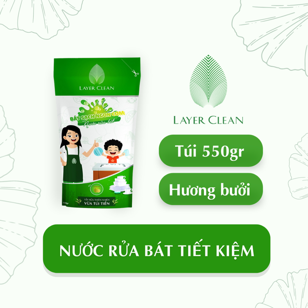 Nước rửa chén bát Layer Clean túi 550ml hương Bưởi