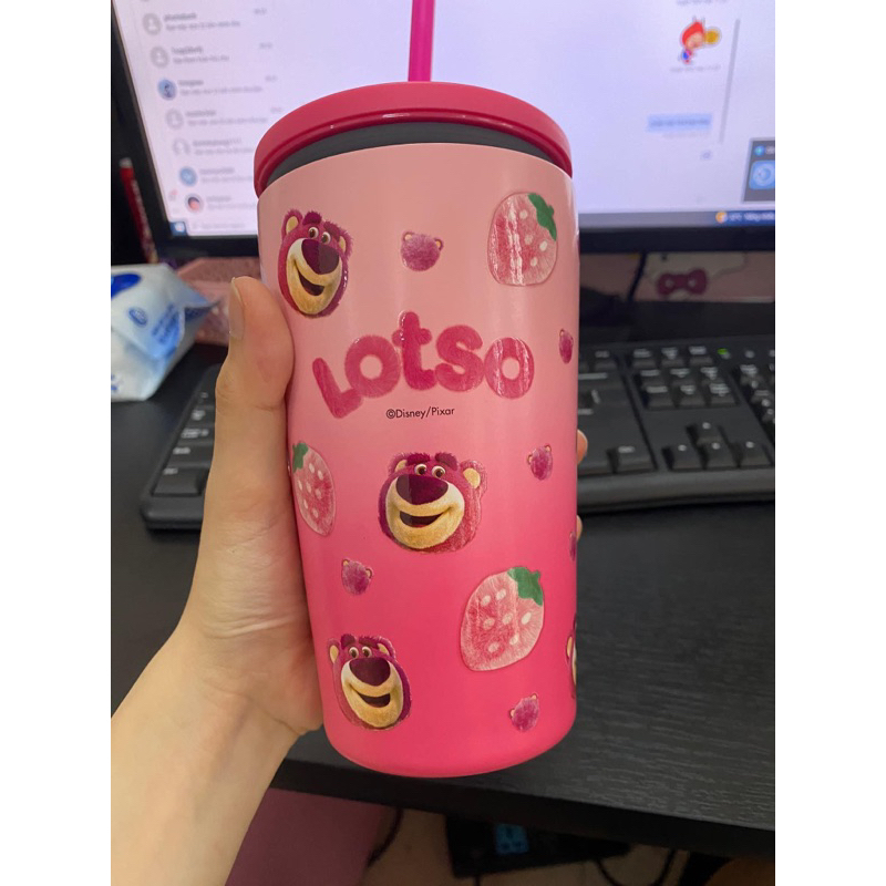 Ly giữ nhiệt gấu dâu Lotso chính hãng