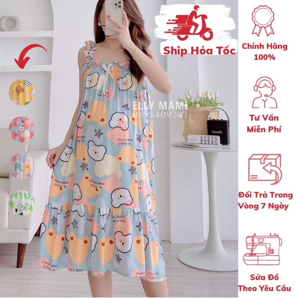 ( 40kg - 85kg ) Đầm Tole Lanh , Tôn 2 Da Thái 2 Dây Bèo Nơ Bầu Và Sau Sinh Nhiều Màu Siêu Mát Nhẹ Tênh , Form Dễ Mặc
