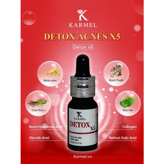 Serum Detox X5 - Xoá Mụn Da Sần Vỏ Cam, Mờ Thâm Nám Kiềm Dầu Thu Nhỏ Lỗ Chân Lông Giúp Da Đều Mầu  D