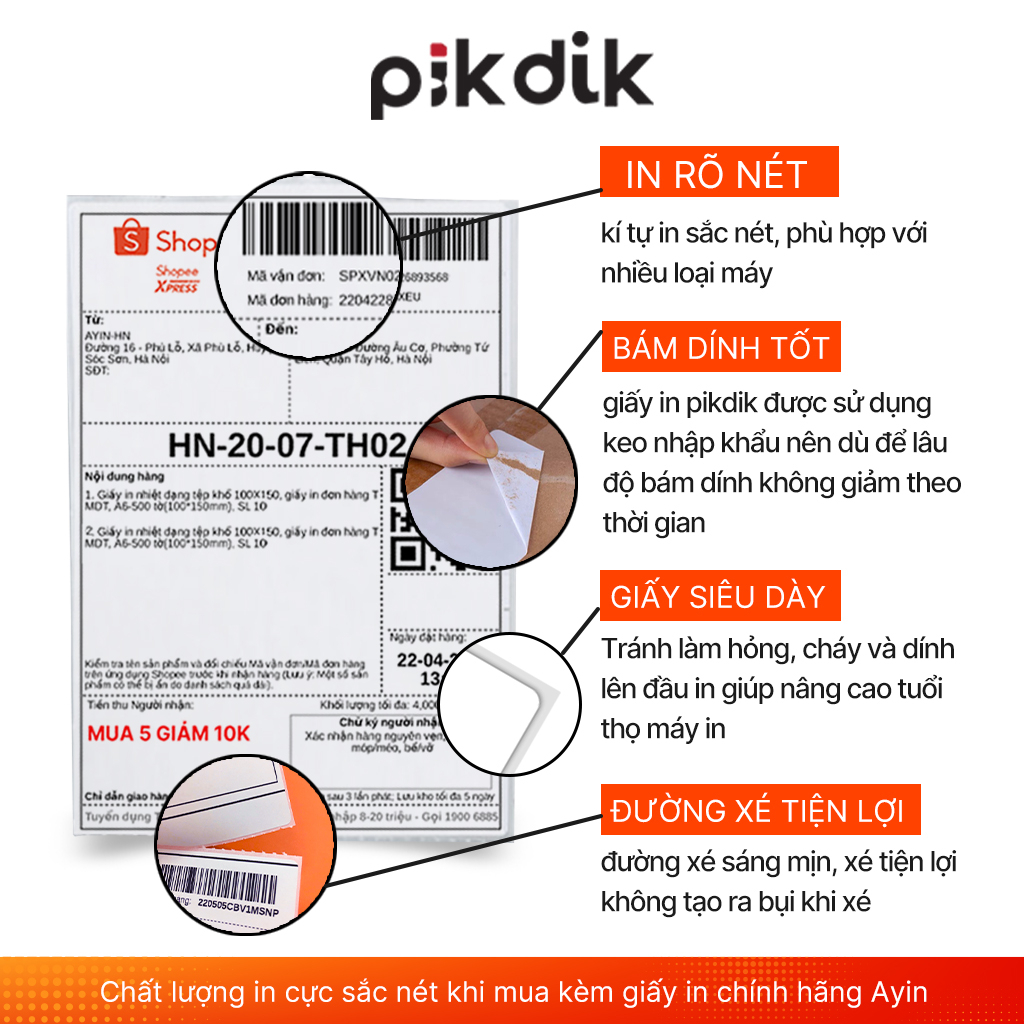 Máy in nhiệt mini PIKDIK 802 in đơn hàng, in tem, mã vận đơn, mã vạch, phiếu gửi hàng | BigBuy360 - bigbuy360.vn