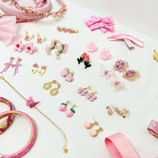 Sumire Store Kẹp tóc KE-032 nhỏ nơ đôi hồng phấn