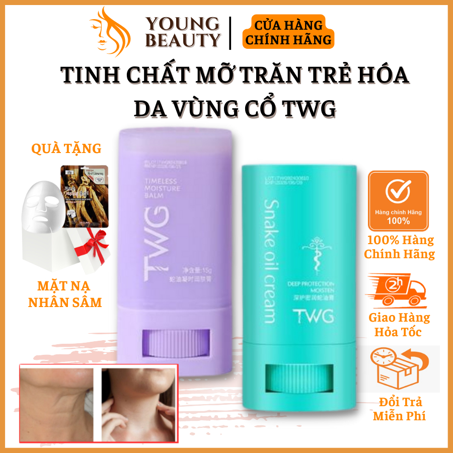 Tinh chất mỡ trăn trẻ hóa da vùng cổ TWG - Kem dưỡng cổ tái tạo, phục hồi phần da có nếp nhăn - YOUNG BEAUTY