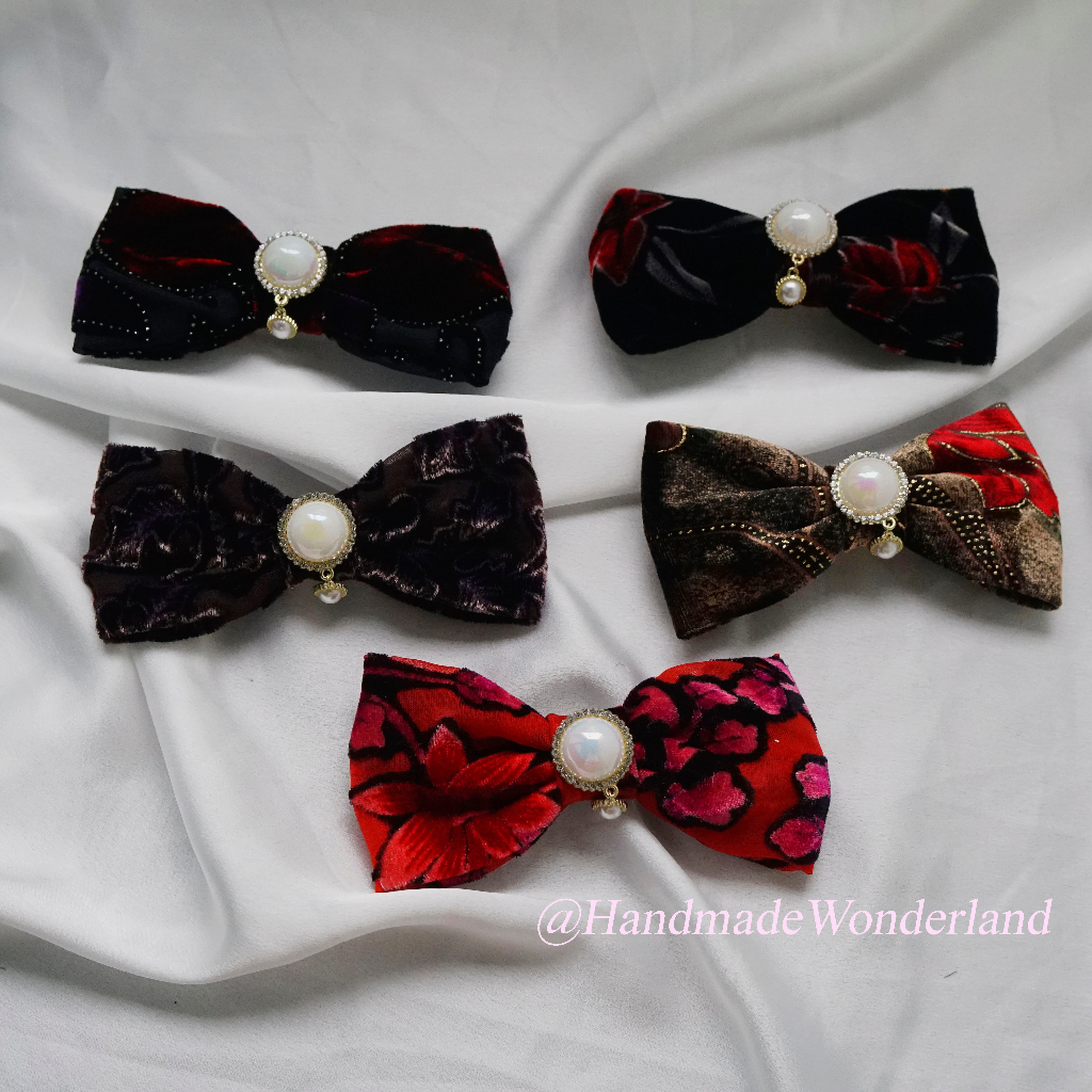 Kẹp nơ nhung cao cấp cho người lớn tuổi, phụ kiện tóc handmade, KN1