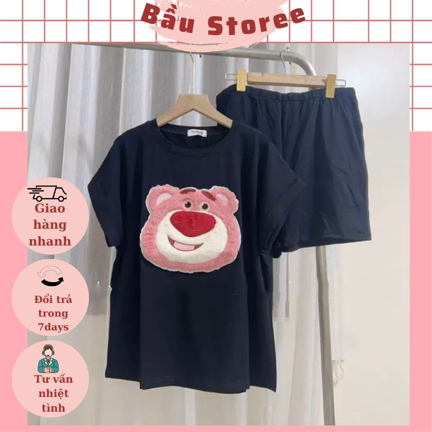 BỘ BẦU COTTON MÙA HÈ HÌNH GẤU DỄ THƯƠNG- BỘ THIẾT KẾ TRẺ TRUNG,NĂNG ĐỘNG CHO MẸ BẦU