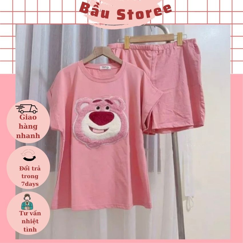 BỘ BẦU COTTON MÙA HÈ HÌNH GẤU DỄ THƯƠNG- BỘ THIẾT KẾ TRẺ TRUNG,NĂNG ĐỘNG CHO MẸ BẦU