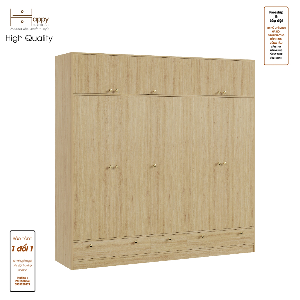 ELEGANT, Tủ quần áo 2m2x2m2 , 220cm x 54cm x 220cm ( DxRxC), TCM_046