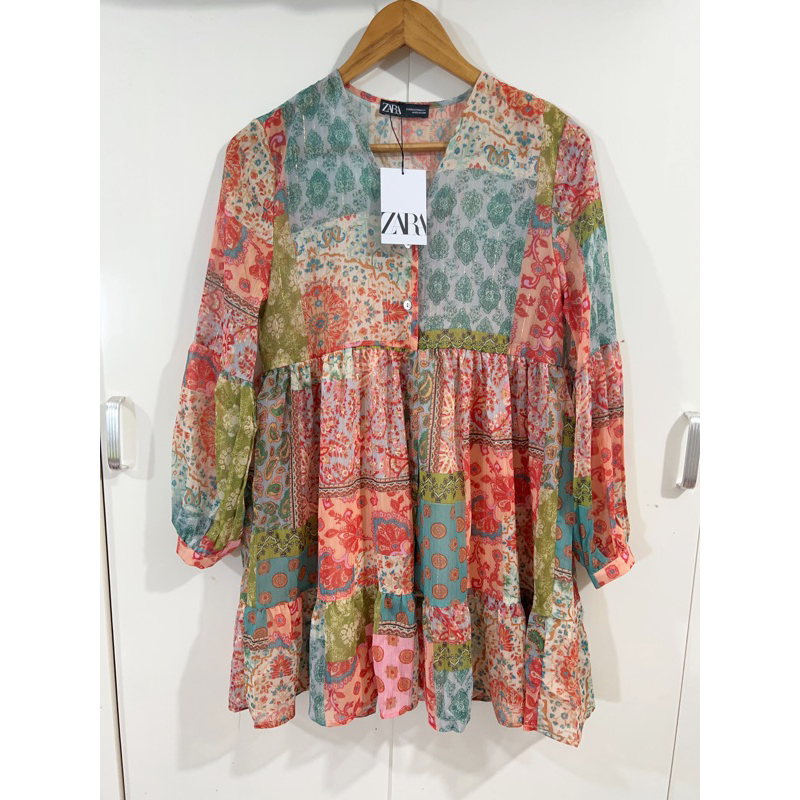 Đầm Zara Đầm mini váy mini hoạ tiết Zara xuất V072