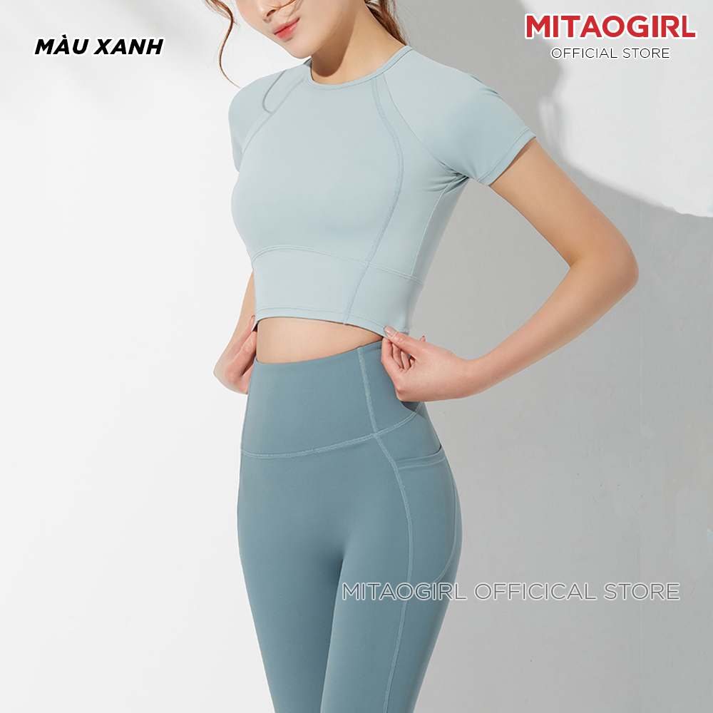 Áo ngắn tay tập gym yoga nữ MITAOGIRL dáng áo croptop cộc tay chất thun poly mềm mịn co giãn tốt