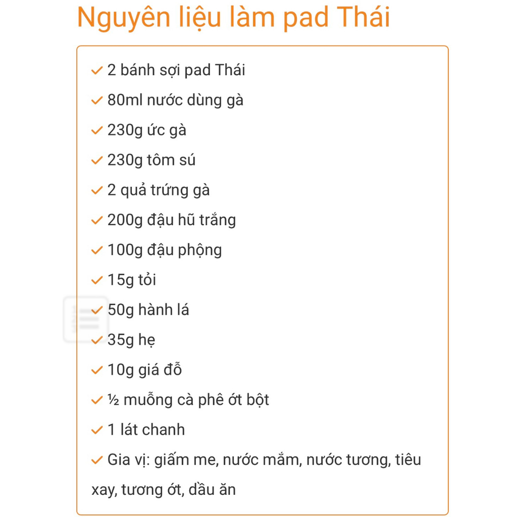 Sợi Pad Thái tươi loại 1kg (không cần ngâm nước)