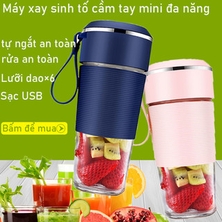 Máy xay sinh tố cầm tay mini máy ép sinh tố á cốc thủy tinh 6 lưỡi - sạc usb