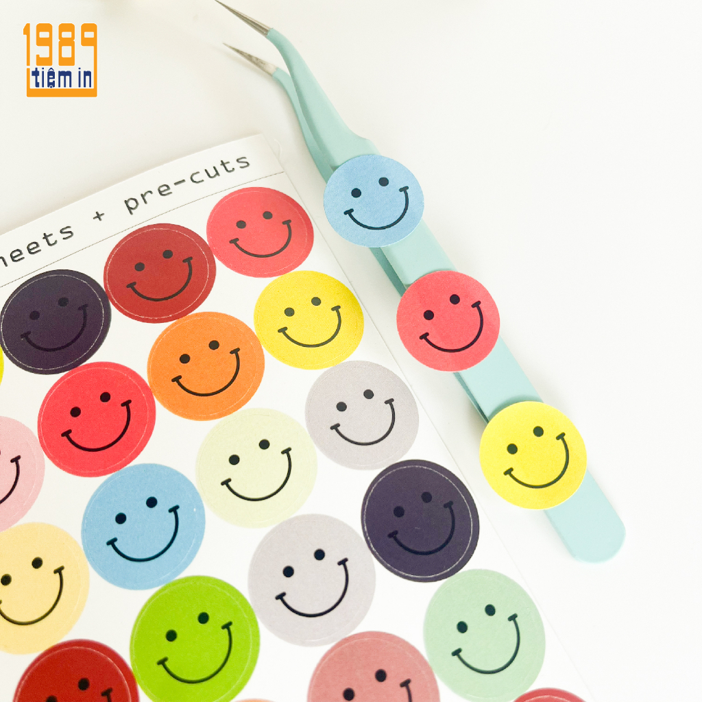 1 tờ sticker icon mặt cười - A6 - 35 sticker pre-cuts