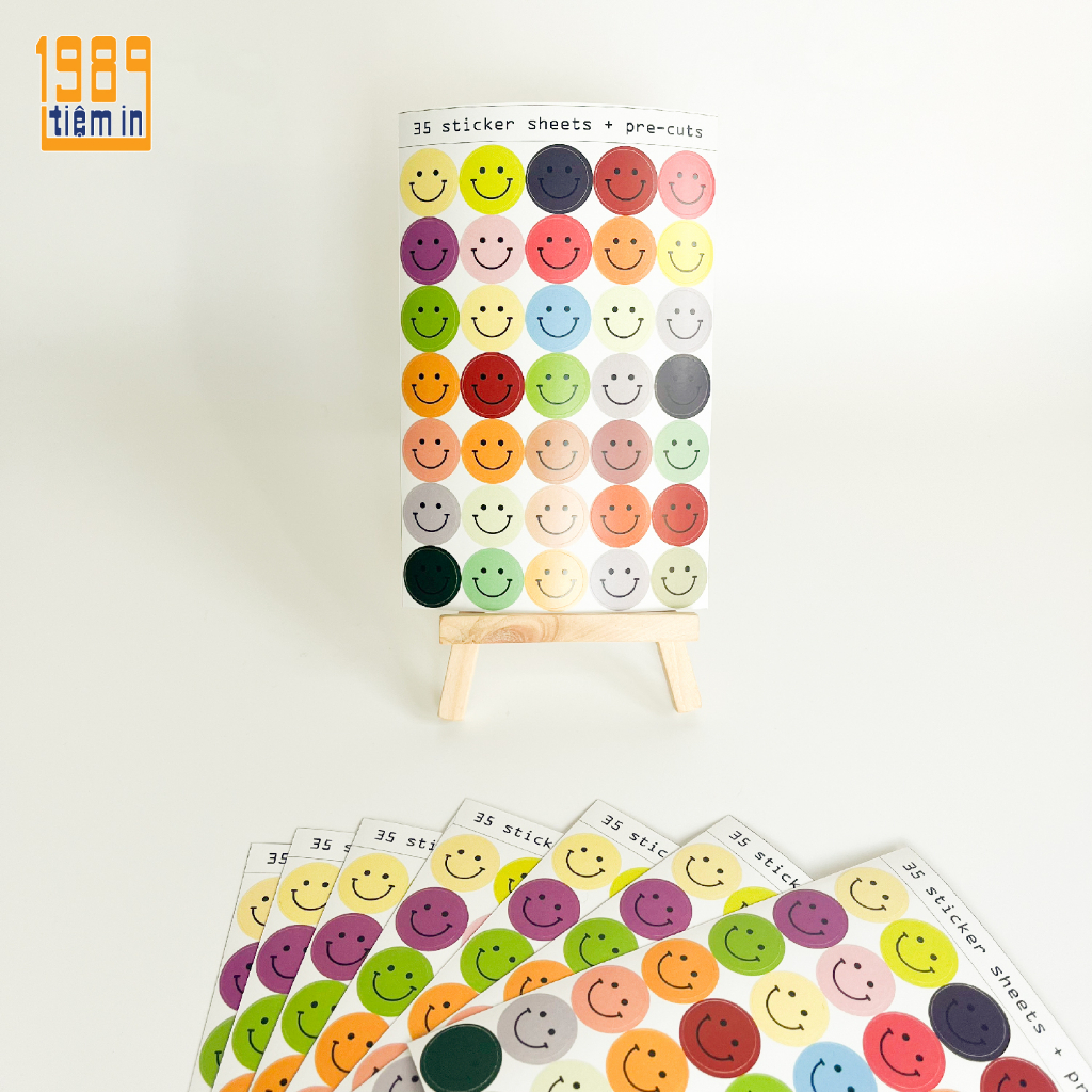1 tờ sticker icon mặt cười - A6 - 35 sticker pre-cuts
