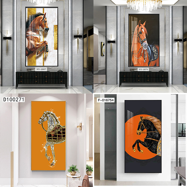 Tranh ngựa tráng gương cao cấp size to nhiều mẫu bức đơn treo tường trang trí không gian hiện đại đã gồm khung