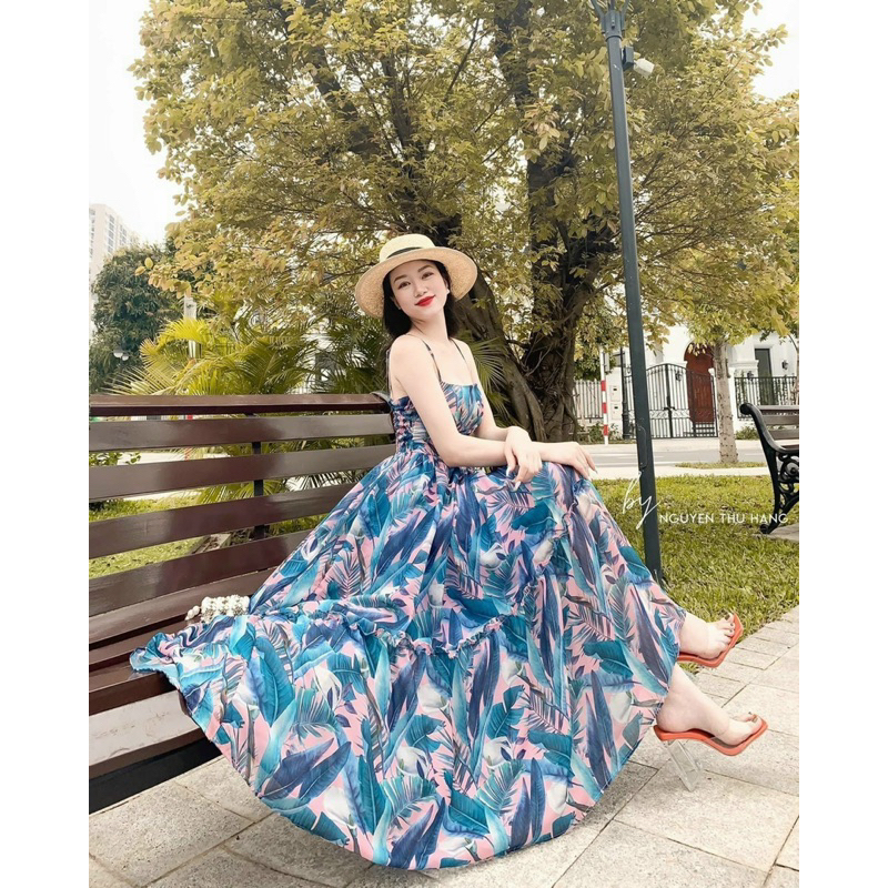 Đầm xoè 2 dây voan hoa đi biển dễ thương có lót trong TRIPBLE T DRESS - Free size dưới 54kg -MS08H