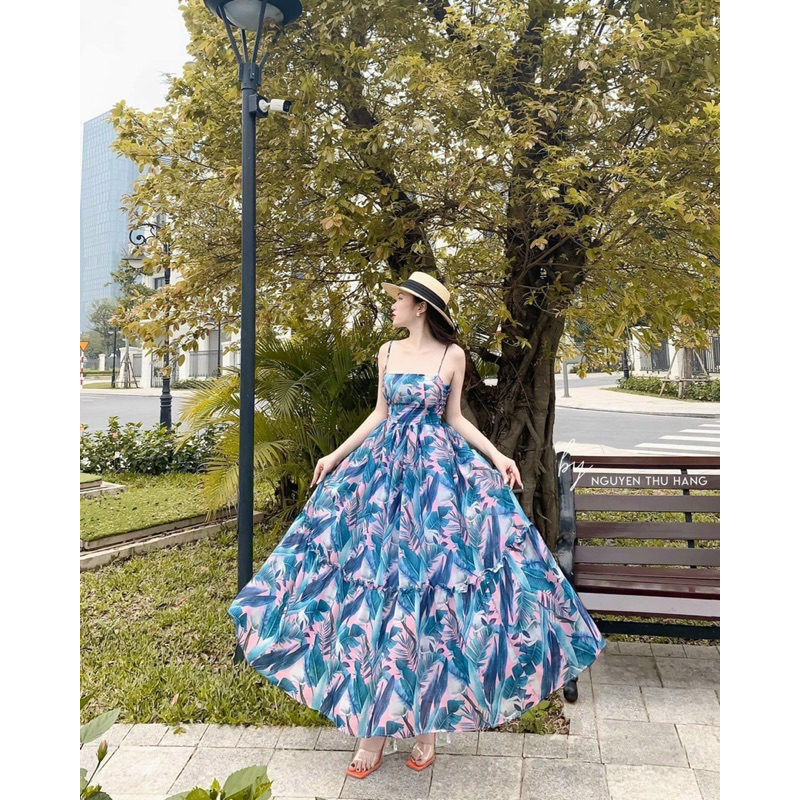 Đầm xoè 2 dây voan hoa đi biển dễ thương có lót trong TRIPBLE T DRESS - Free size dưới 54kg -MS08H