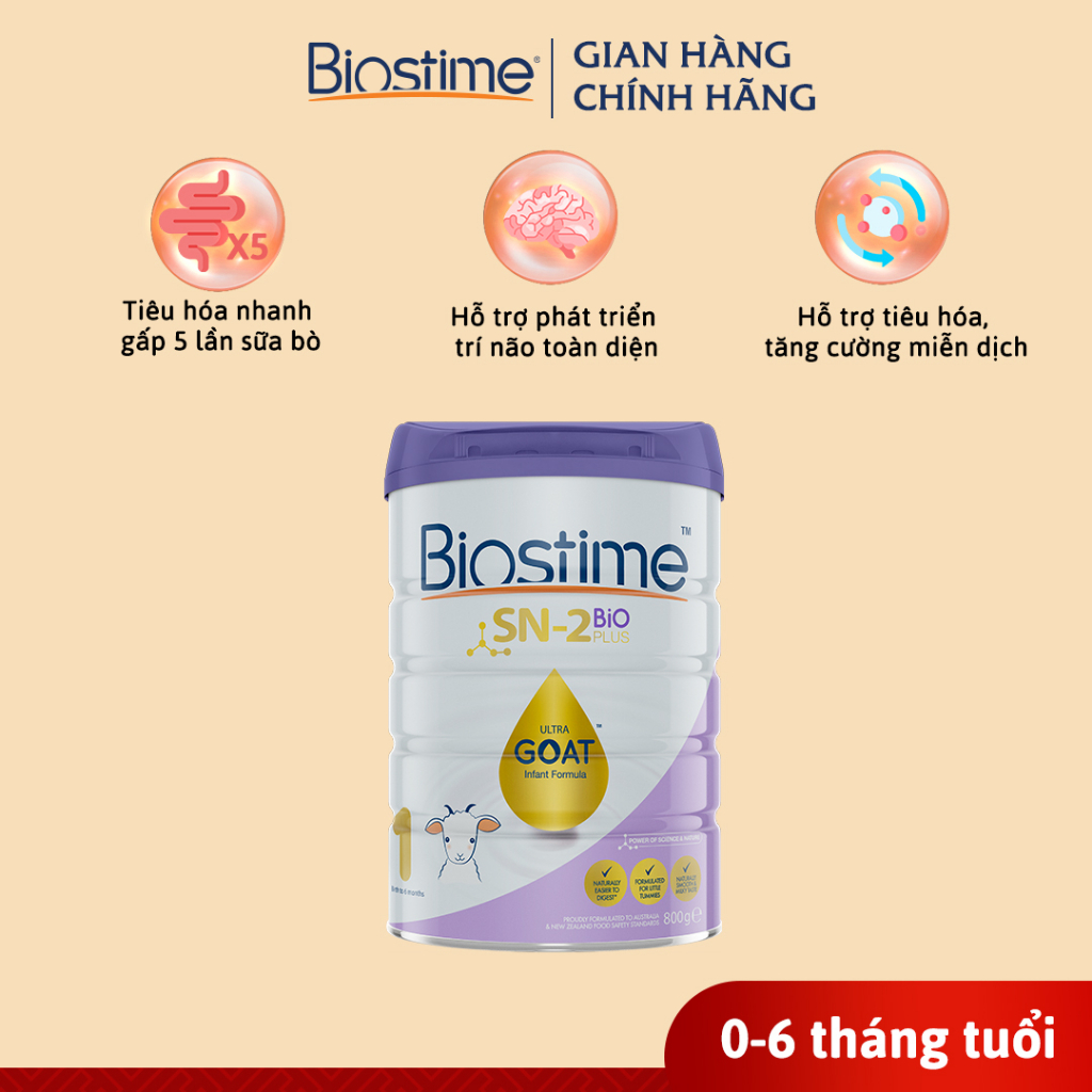 Sữa Dê Biostime Úc cải thiện tiêu hóa cho bé 800g