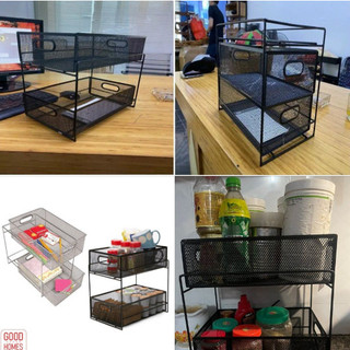 KỆ GIA VỊ SẮT 2 TẦNG ĐÃ NĂNG ĐƯỢC SƠN TĨNH ĐIỆN ĐEN