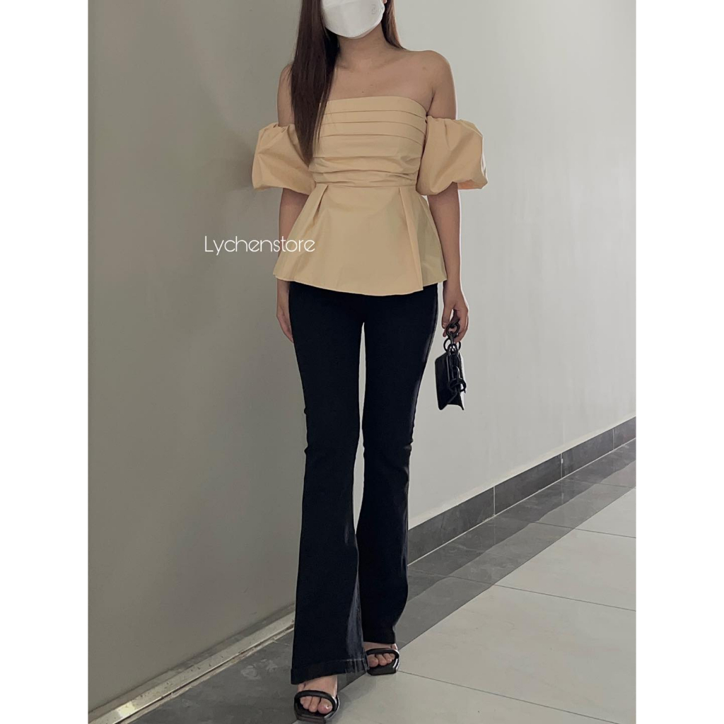 𝐋𝐘𝐂𝐇𝐄𝐍- Quần loe chất jean co dãn Lychen