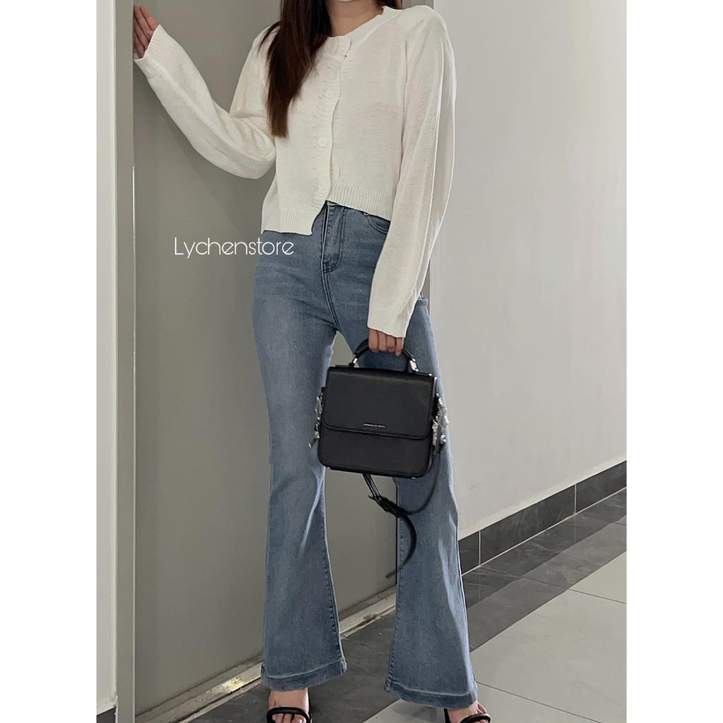 𝐋𝐘𝐂𝐇𝐄𝐍- Quần loe chất jean co dãn Lychen