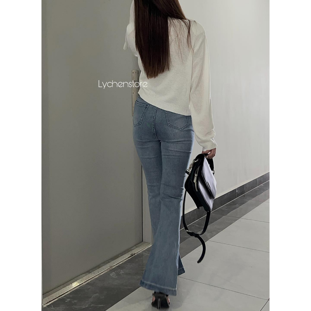 𝐋𝐘𝐂𝐇𝐄𝐍- Quần loe chất jean co dãn Lychen