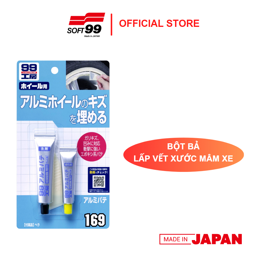 Bột Bả Lấp Vết Lõm Sâu Và Trầy Xước Mâm Xe Aluminum Putty B-169 20g SOFT99