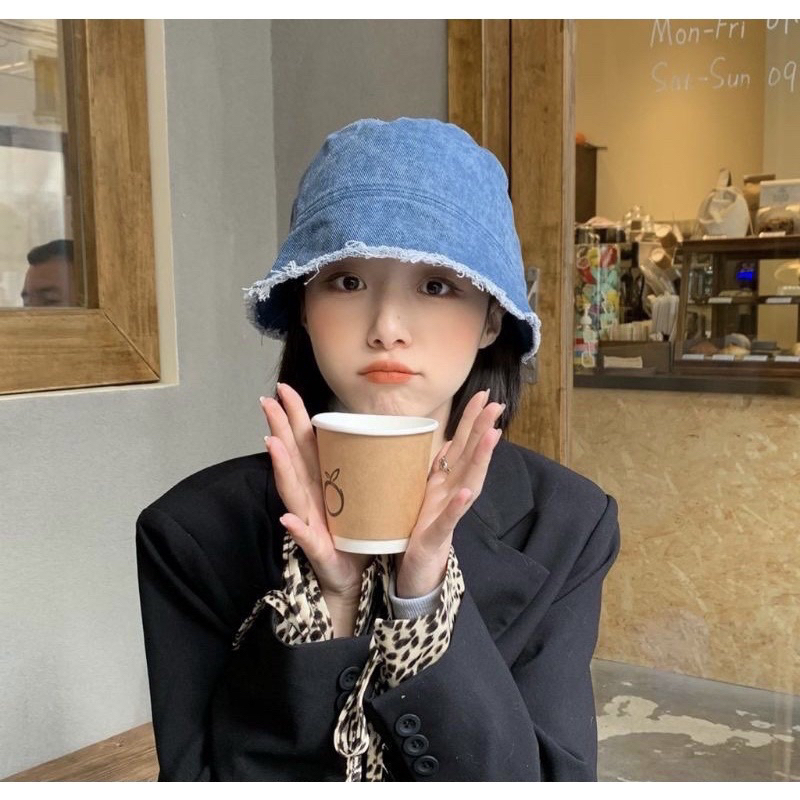 Mũ bucket Denim cao cấp chống nắng, nón vành tròn nhẹ thoáng phong cách Ulzzang Hot Trend hè 2023