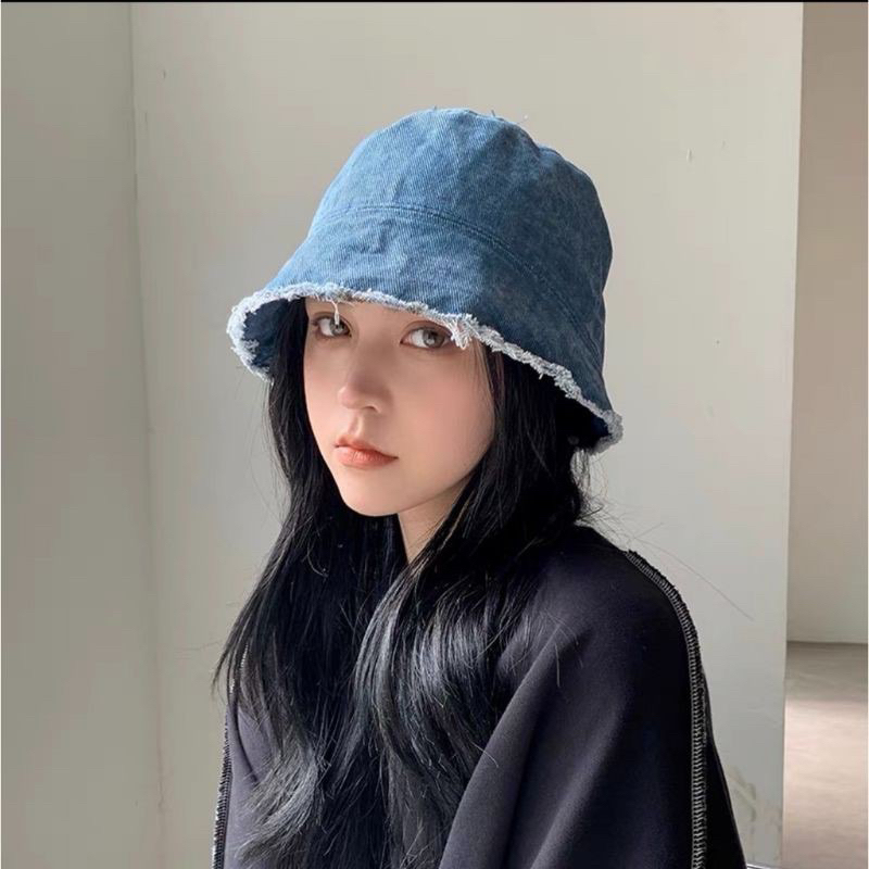 Mũ bucket Denim cao cấp chống nắng, nón vành tròn nhẹ thoáng phong cách Ulzzang Hot Trend hè 2023