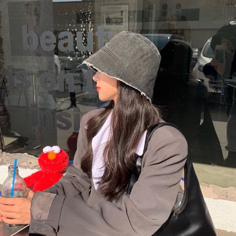 Mũ bucket Denim cao cấp chống nắng, nón vành tròn nhẹ thoáng phong cách Ulzzang Hot Trend hè 2023