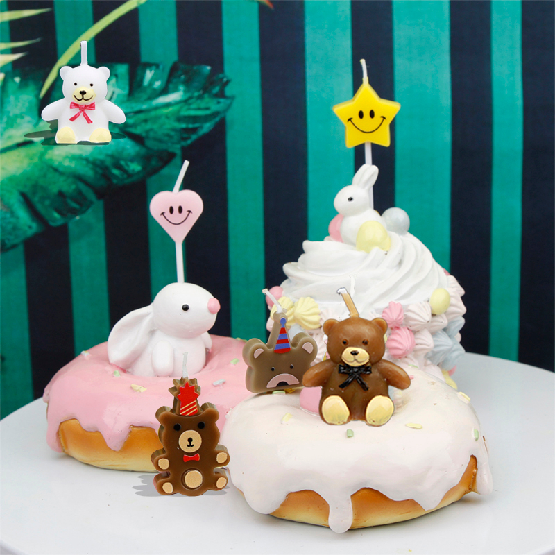 Nến Ngộ Ngĩnh Trang Trí Bánh Sinh Nhật , Vỉ 5 Nến Trái Tim Mặt Cười , Đồ Trang Trí Bánh Sinh Nhật