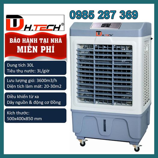 Bảo hành tại nhà Quạt điều hoà làm mát hơi nước phun sương 30L 35L H-TECH RaiKa Đạt Tường, Quạt Điều Hòa Việt Nam