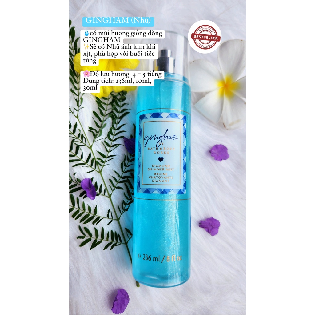 GINGHAM Xịt thơm Bodymist GIÁ RẺ 3 Mùi Gingham LOVE - NHŨ - KO NHŨ