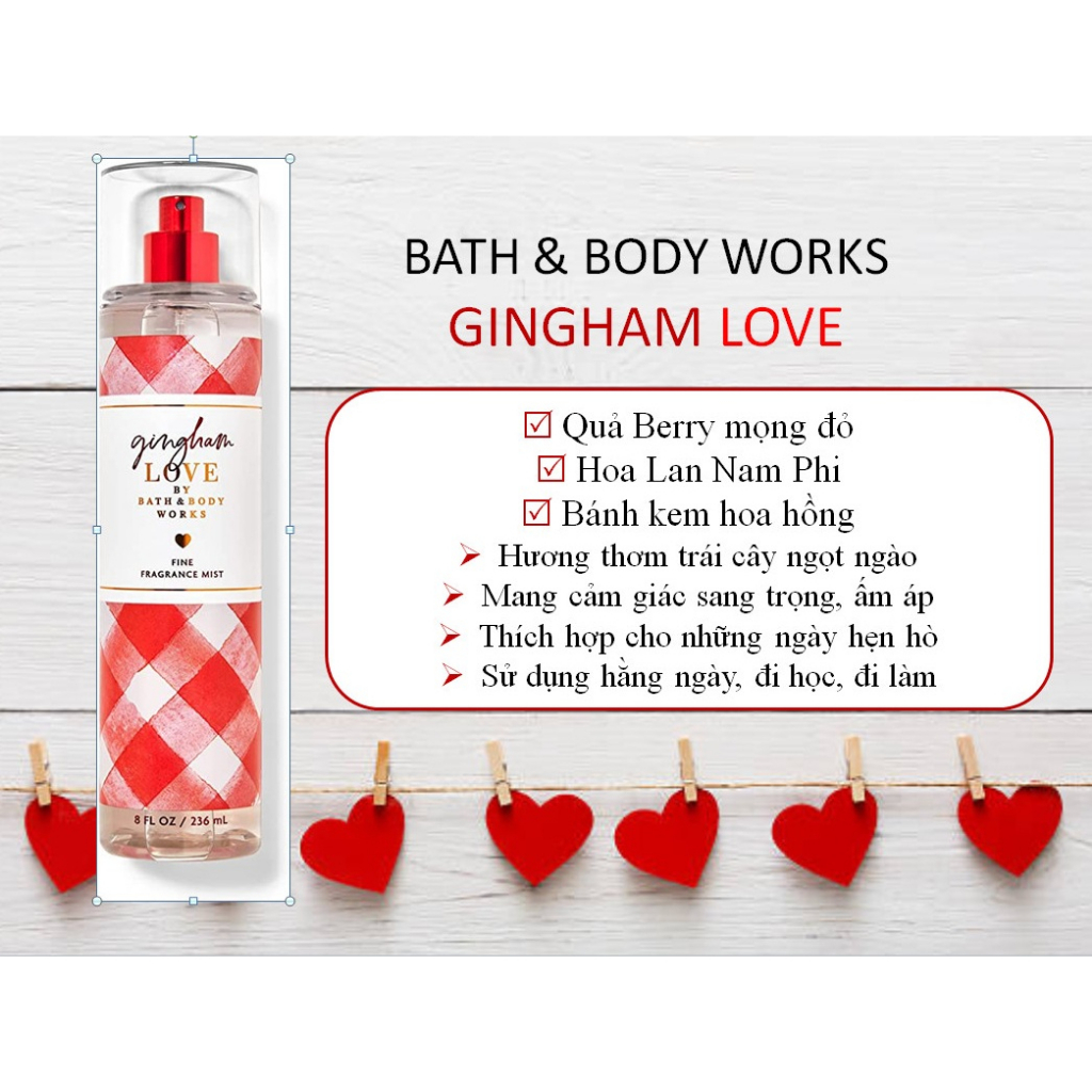 GINGHAM Xịt thơm Bodymist GIÁ RẺ 3 Mùi Gingham LOVE - NHŨ - KO NHŨ