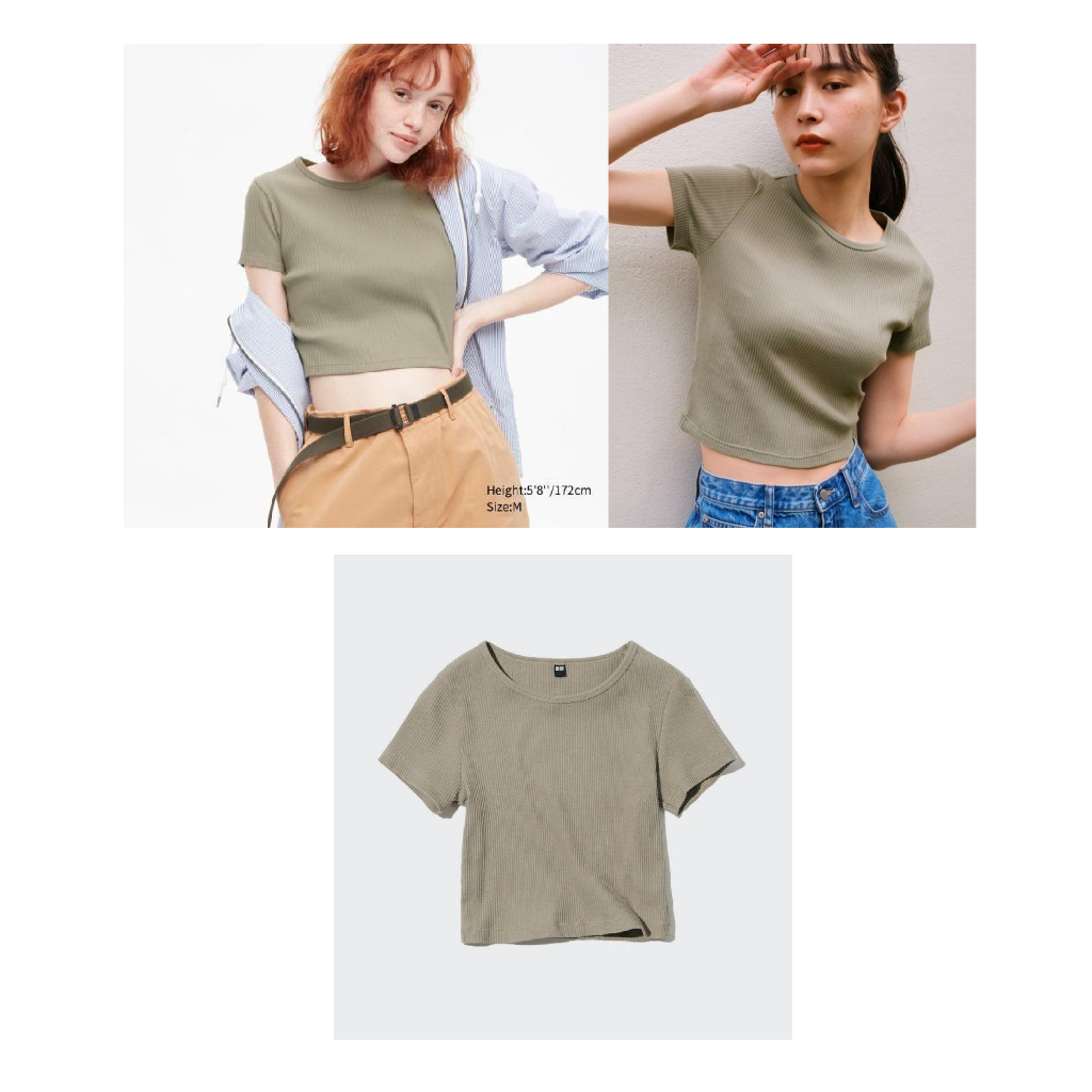 Croptop vải rib thun gân Uniqlo hàng chính hãng